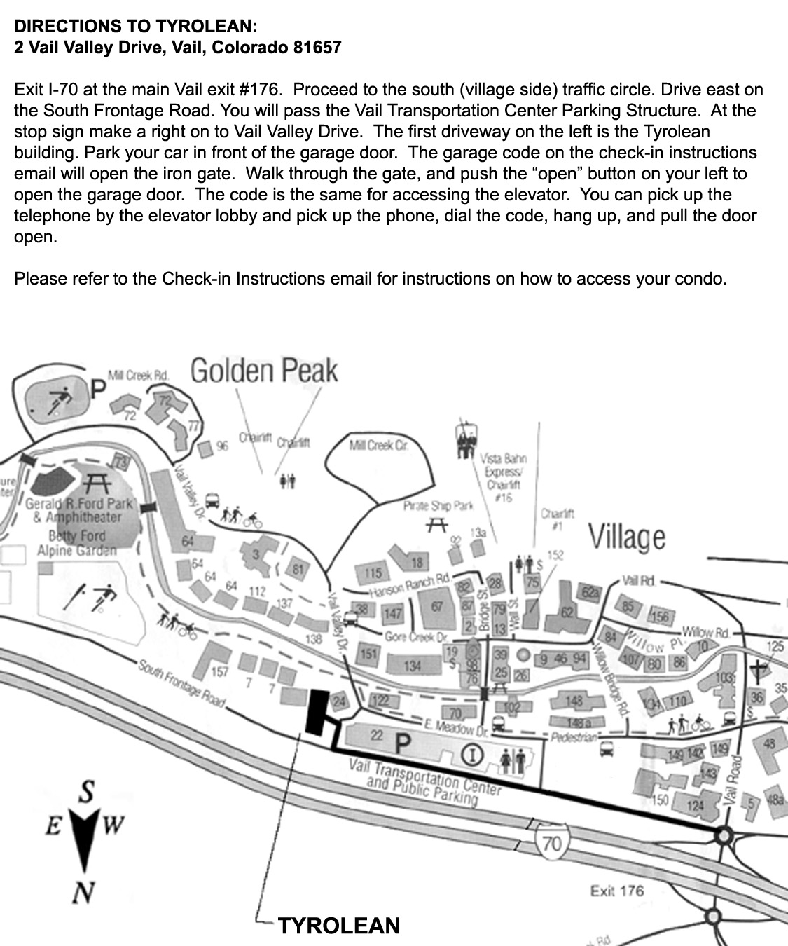 Check In Instructions For Tyrolean Condos Vail Management Company Check In Instructions For Tyrolean Condos