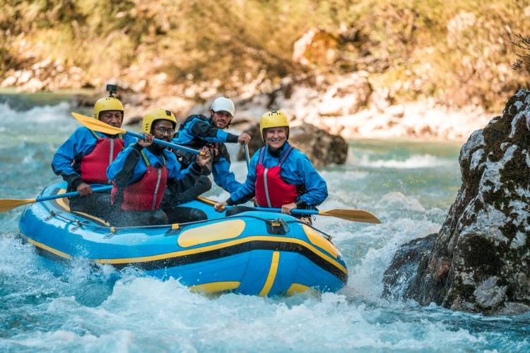 group of people white water rafting in colorado