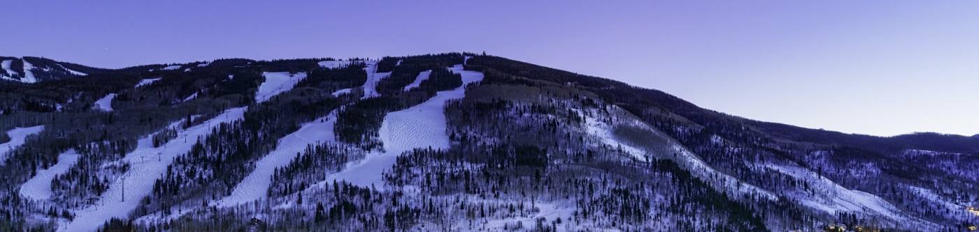 A skyline view of ski runs in Vail, Colorado