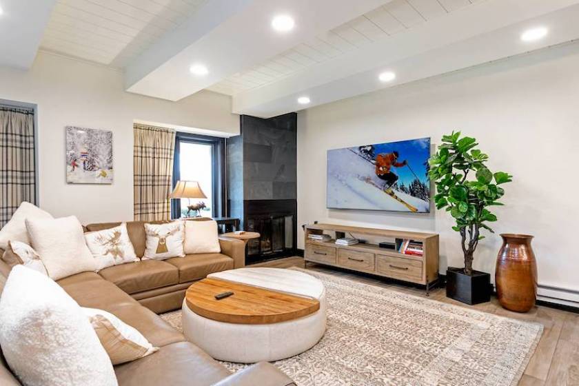 A modern living room in an Avon vacation condo