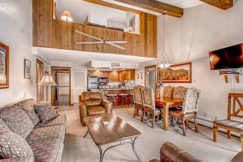 A living room in a Vail vacation rental