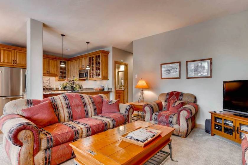 A living room in a Vail vacation rental